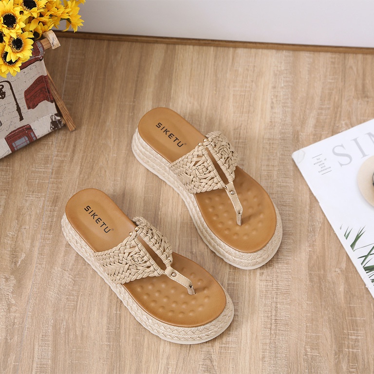Giày Sandal Đế Dày Chống Trượt Phong Cách Roman Size 41-42 Cho Nữ