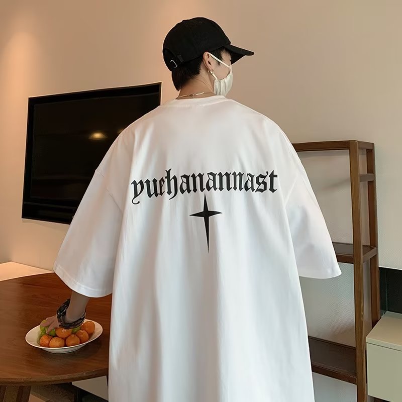 Áo Thun Tay Ngắn Dáng Rộng In Hình Ngôi Sao Phong Cách retro Mỹ Thời Trang Mùa Hè Cho Nam