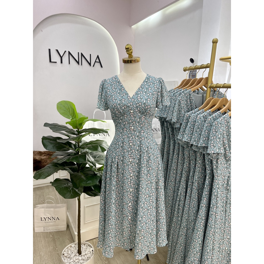 D173 Váy xanh hoa nhí