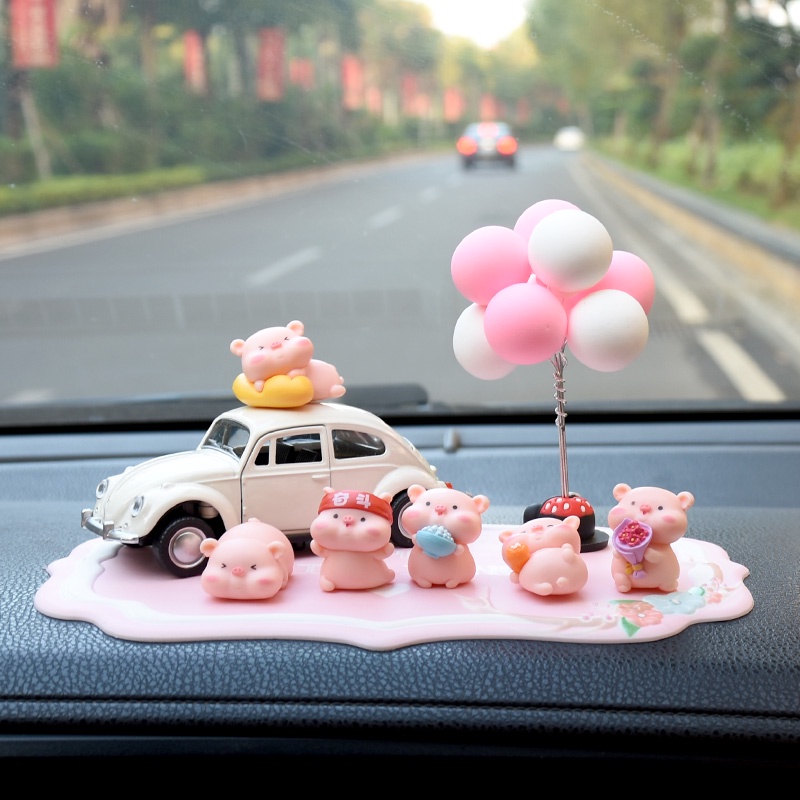 Phụ Kiện Trang Trí Xe Hơi Bàn Làm Việc Set 6 Chú Heo Mập Đáng Yêu  - Đồ Decor Ô Tô Phòng Ngủ Bàn Học Hitechlife Giá Rẻ