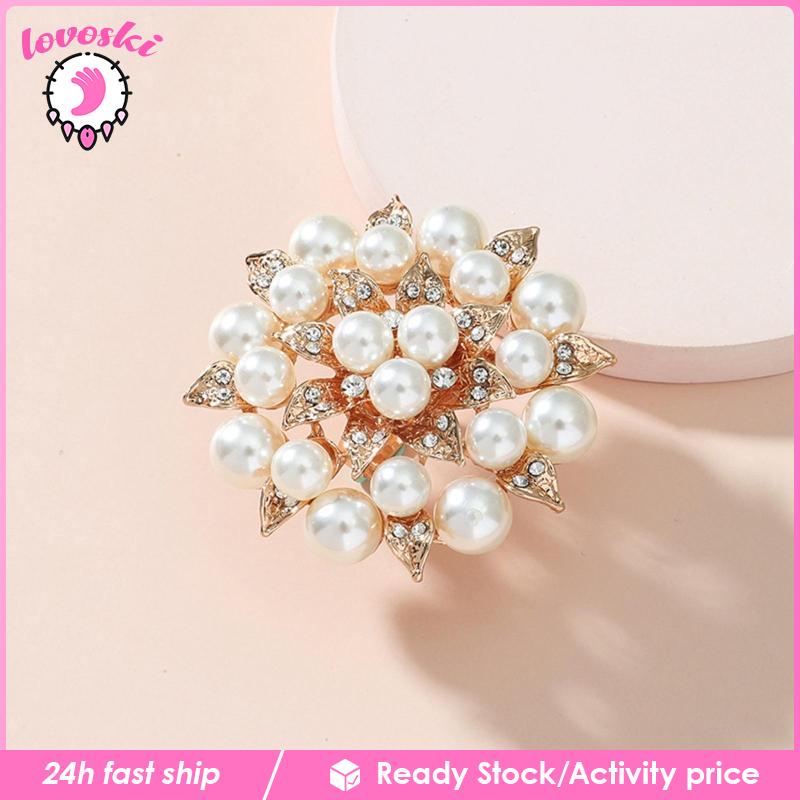 Bông Tai Hình Hoa Đính Ngọc Trai Giả Thanh Lịch Dành Cho Nữ