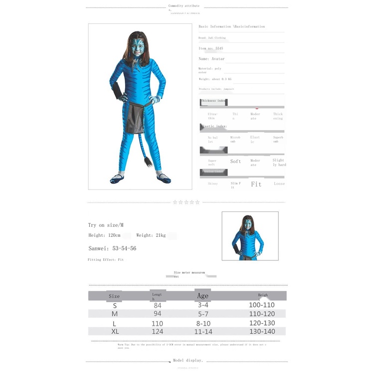 Trang Phục Biểu Diễn Trên Sân Khấu Avatar Avatar 2 Với Họa Tiết Hóa Trang Nhân Vật Avatar Dành Cho Trẻ Em / Biểu Diễn Trên Sân Khấu