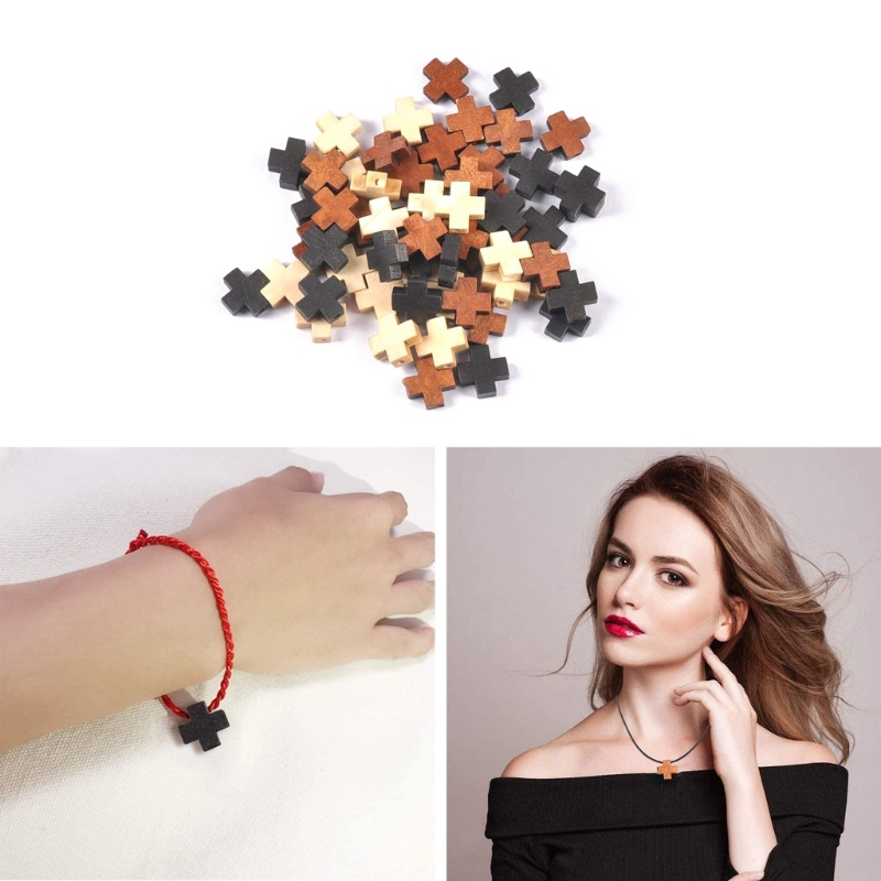 Flgo Bộ 50 Mặt Dây Chuyền Hình Thánh Giá Bằng Gỗ