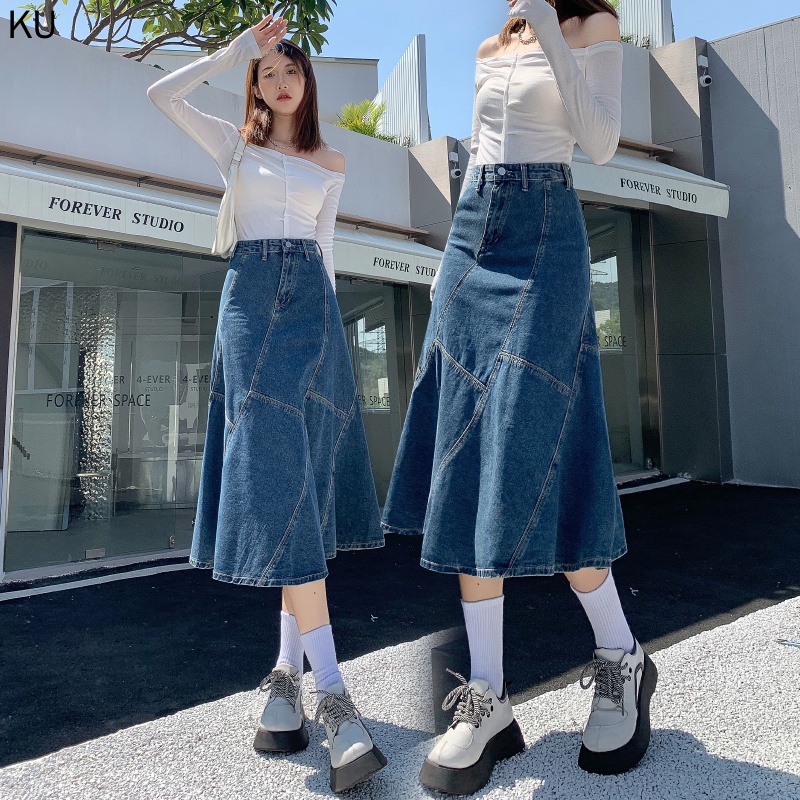 Hàng Mới Về Mới Chân Váy Denim Đuôi Cá Dáng Chữ a Lưng Cao Thời Trang 2023 Cho Nữ