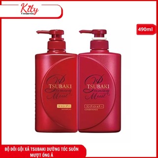 Bộ đôi dầu gội tsubaki đỏ dưỡng tóc suôn mượt óng ả 490ml - chính hãng