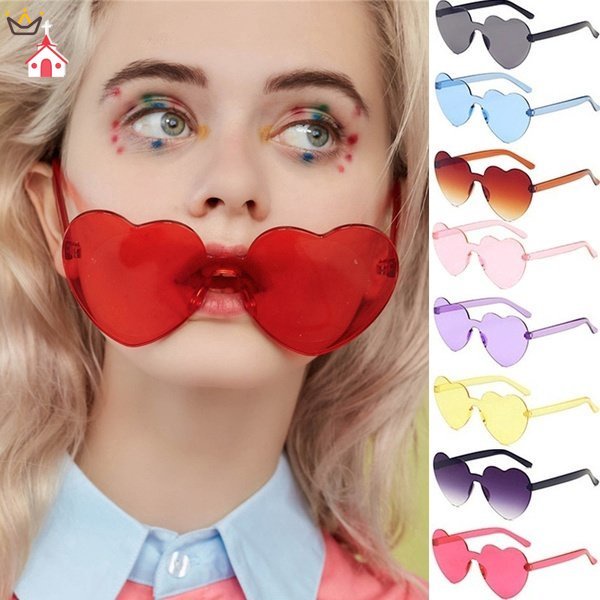 Kính Mát Hình Trái Tim Không Gọng Màu Sắc Nổi Bật SJHY0204