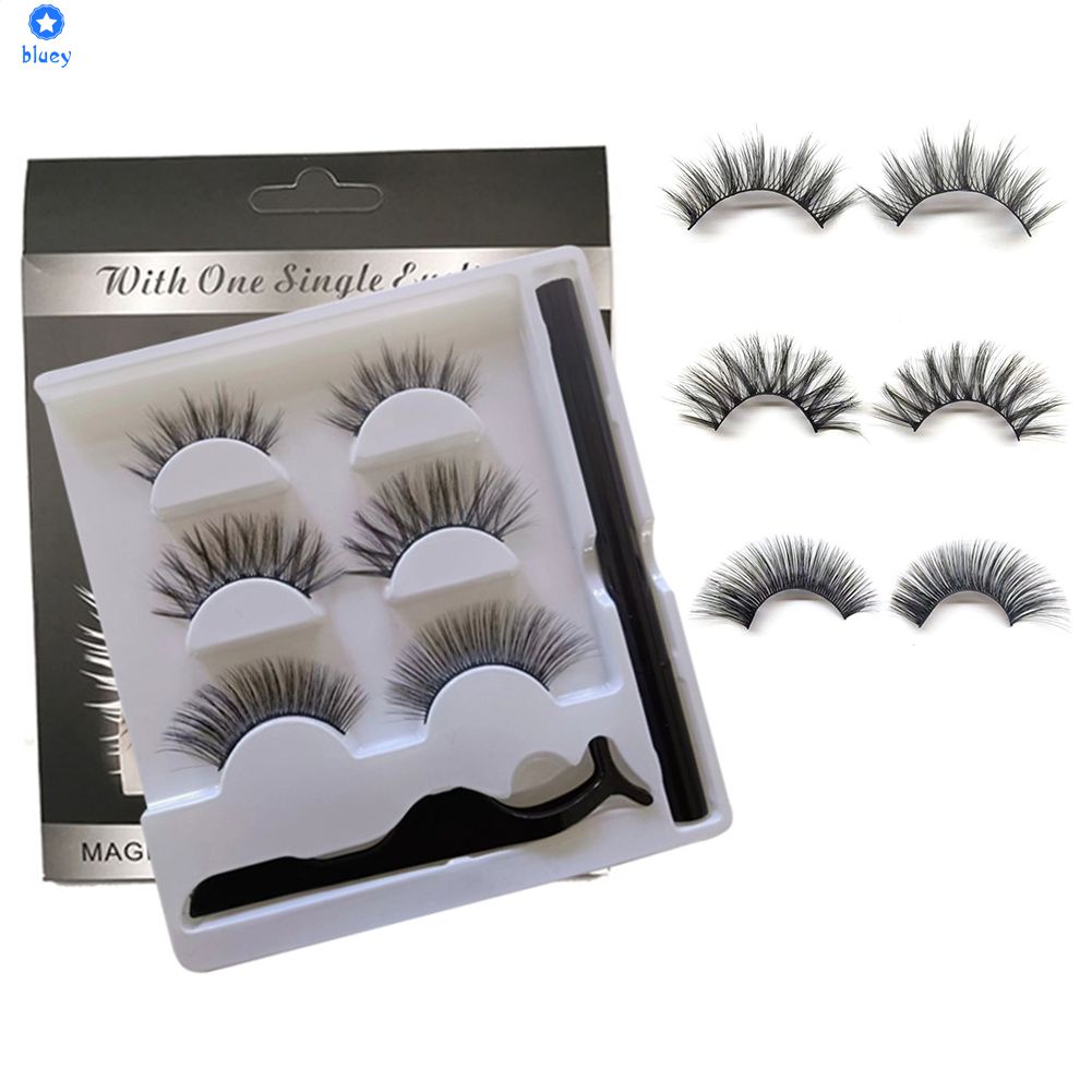 Lông Mi Giả 5d Bộ Lông Mi Giả Dạng Lỏng Kẻ Mắt Từ Tính Lông Mi Nam Châm Tự Nhiên Ba Cặp [Bluey】