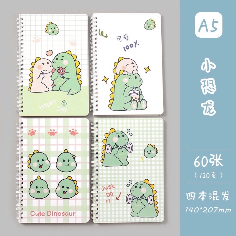 Sổ lò xo kép A5 _120 trang dòng kẻ ngang bìa siêu cute loại đẹp