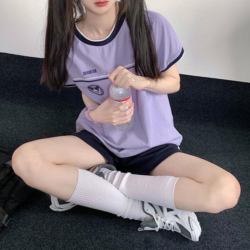 3.Bộ Đồ Thể Thao Áo Thun Tay Ngắn Phối Quần Short In Họa Tiết Hoạt Hình Kuromi Dễ Thương Thời Trang Mùa Hè Cho Nữ