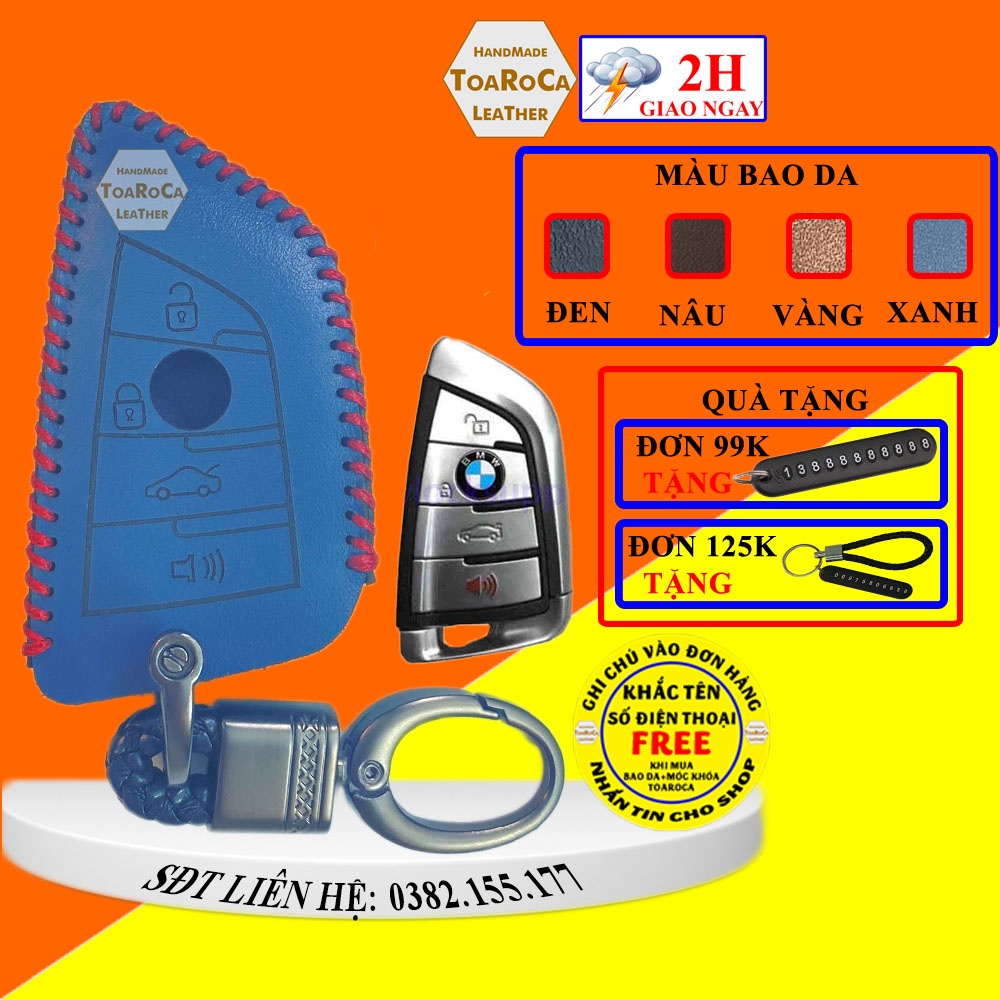 Bao Da Chìa Khóa BMW F30 F10 F15 F01 X1 X3 X5 320 328 530 Ô tô Smartkey Da Bò Cao Cấp Handmade Chống Trầy Rơi Vỡ Toaroc