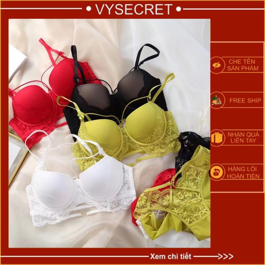 Bộ lót ren nữ sexy đệm dầy 3cm có gọng. sét đồ lót ren, nâng ngực tự nhiên căng tròn, thiết kế ren cao cấp_C2111