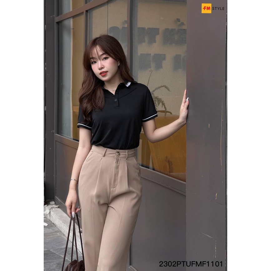 Áo thun polo FM STYLE nữ tay ngắn vải mắt chim cổ bẻ phông thoáng mát mềm mịn giữ form bền màu 23020205