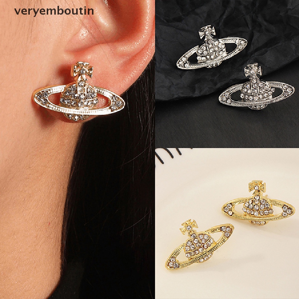 Khuyên Tai Dạng Hạt Xỏ Màu Vàng / Bạc Hình Hành Tinh Thời Trang Cho Nữ