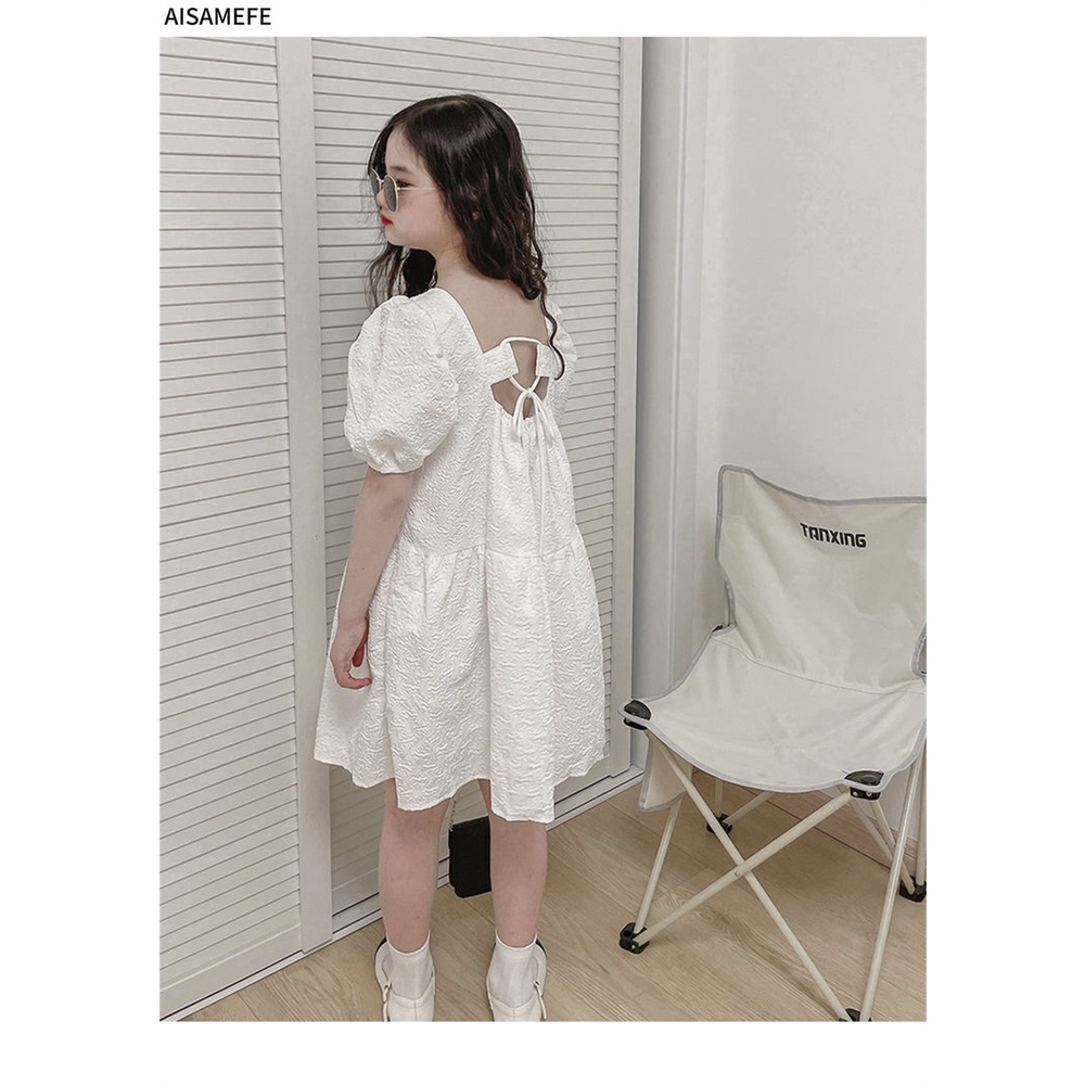 Đầm Tay Ngắn Phong Cách Hàn Quốc Thời Trang Mùa Hè Mới Dành Cho Bé Gái