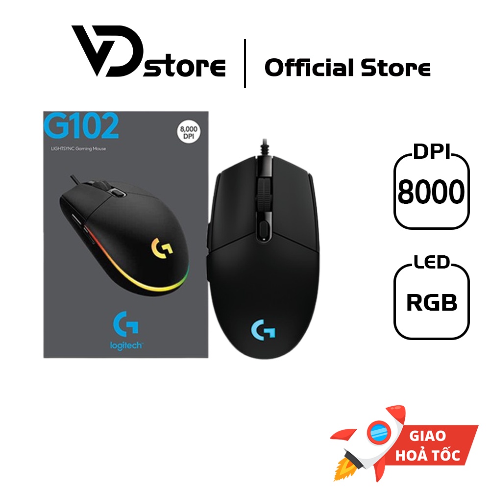Chuột Chơi Game Logitech G102 Gen 2 8000DPI Lightsync RGB (USB/Đen) - New box chính hãng, BH 24 tháng