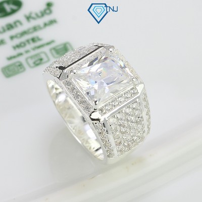 Nhẫn nam bạc thật đính đá vuông đẹp NNA0361 - Trang Sức TNJ