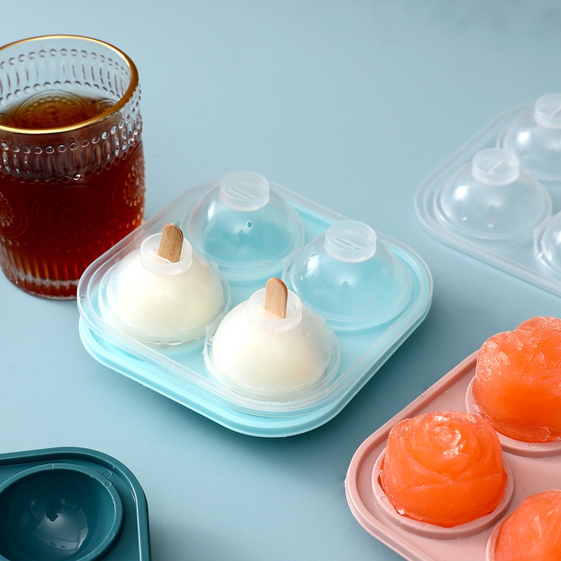 Khuôn Silicone Làm Đá Viên 4 Lỗ Hình Hoa Hồng Có Thể Tái Sử Dụng