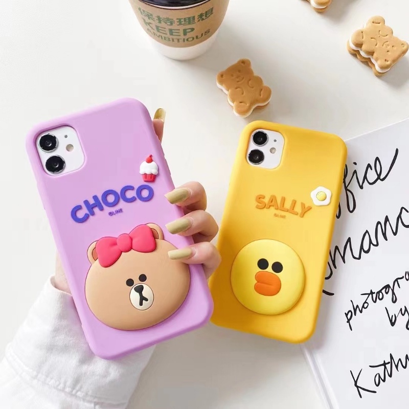 LINE FRIENDS Ốp Điện Thoại Silicon Mềm Hình Gấu Nâu Cony Sally 3D Cho iPhone 14 Pro Max 14 Plus 13 Pro Max 12 Pro Max 12 Pro 11 Pro Max 11
