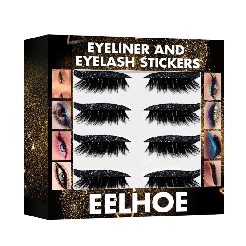 Set 4 Cặp Lông Mi Giả 7 Màu Sắc Lấp Lánh Tái Sử Dụng Được