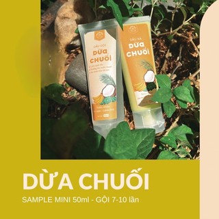 Sample dầu gội-xả dừa chuối 50ml - hương trái cây an toàn cho bé saigonsilk