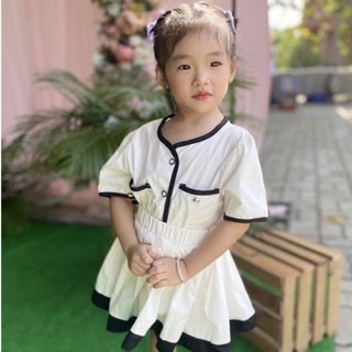 SET ÁO CROPTOP GIẢ VEST KÈM CHÂN VÁY CÓ LÓT QUẦN CHO BÉ GÁI - KÈM ẢNH THẬT KHÁCH MẶC