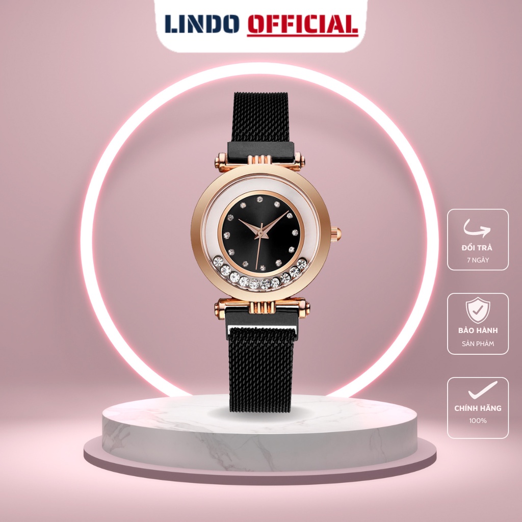 Đồng hồ nữ dây thép mặt tròn chính hãng giá rẻ thời trang cao cấp bền bỉ D-ZINER NT27