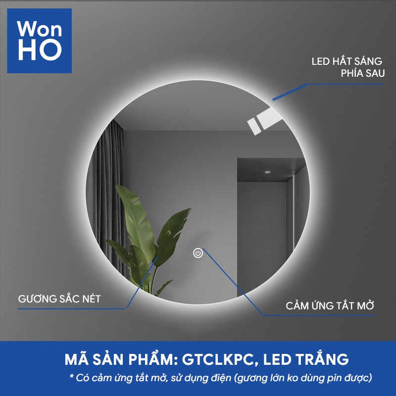 Gương LED treo tường, Gương LED treo tường nhà tắm, bàn trang điểm phòng ngủ, cảm ứng tắt mở tiện lợi, đèn LED trắng | BigBuy360 - bigbuy360.vn