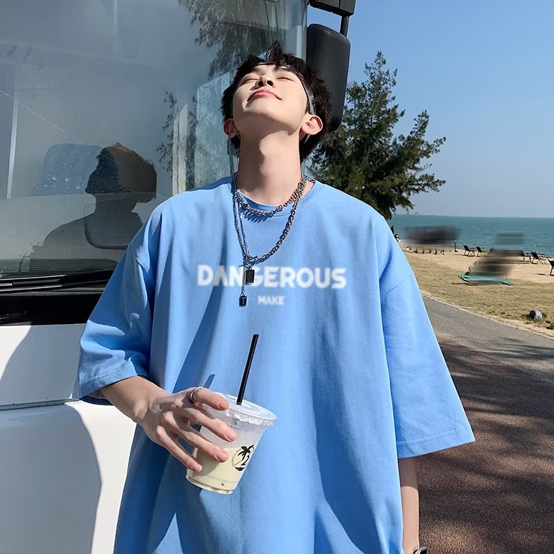 Áo Thun plus Size Tay Ngắn Dáng Rộng Đơn Giản Phong Cách Nhật Bản Cho Nam