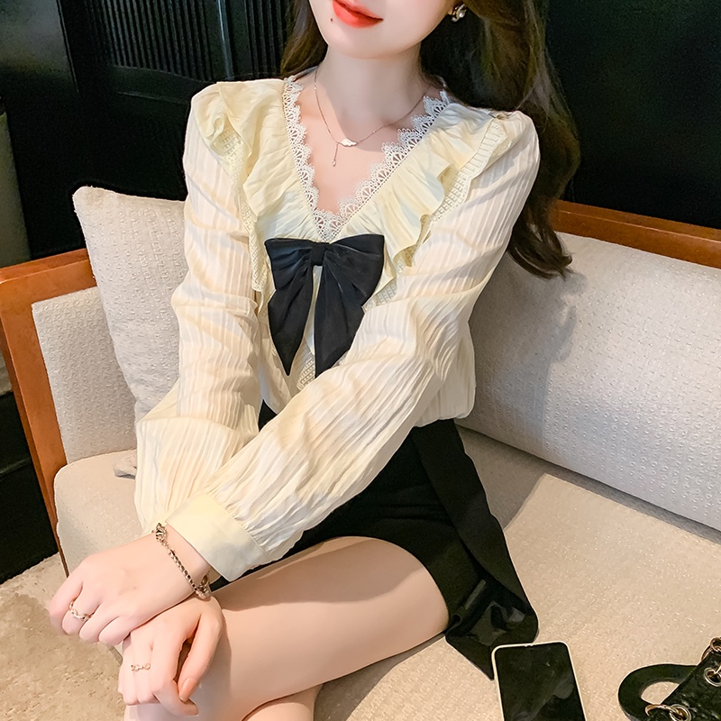 Áo Sơ Mi Chiffon Dáng Rộng Cao Cấp Thiết Kế Ngọt Ngào Thời Trang Mùa Xuân Phong Cách Mới JJ