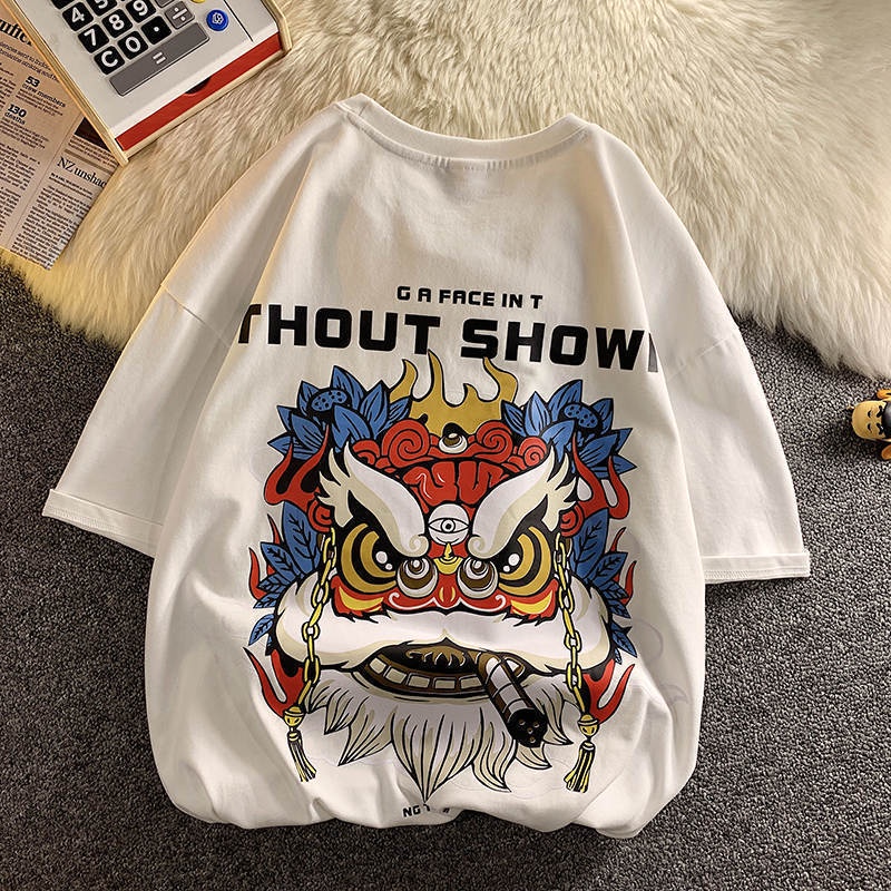 Áo Thun 100% Cotton Tay Ngắn Dáng Rộng Phong Cách Thời Trang Retro Mùa Hè