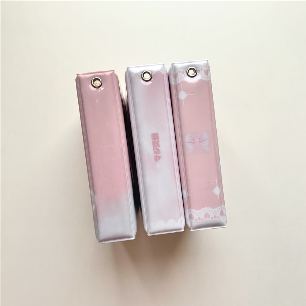 Giá Đỡ Album Ảnh 3 Inch 40 Ngăn Họa Tiết Trái Tim Ren Hồng