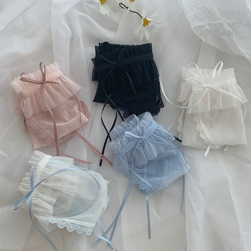 Quần Lót Cotton Lưới Mỏng Thoáng Khí Đính Nơ Dễ Thương Quyến Rũ Cho Nữ