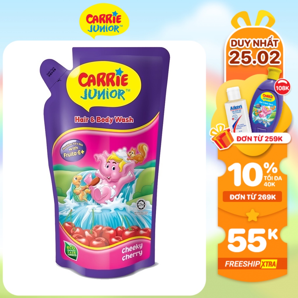 Túi Sữa Tắm Gội Carrie Junior Hương Cheeky Cherry 500G