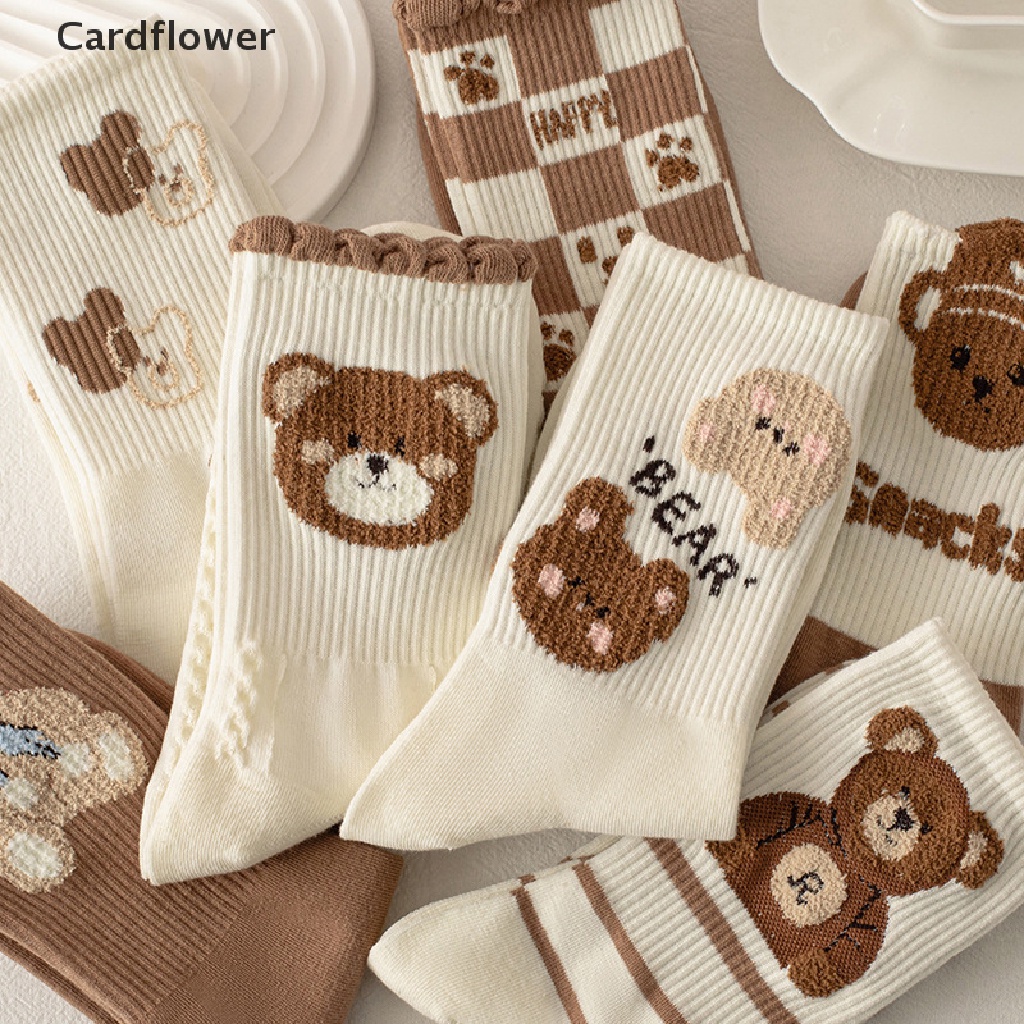 < Cardflower > Vớ Trượt Ván Họa Tiết Gấu Hoạt Hình Vui Nhộn Phong Cách Harajuku Nhật Bản Thời Trang Cho Nữ Đang Giảm Giá