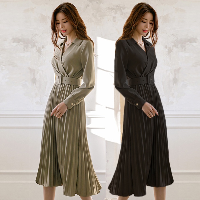 Đầm Vest Xếp Ly Thời Trang Mùa Thu Mới 2023 Phong Cách Công Sở Thanh Lịch Cho Nữ