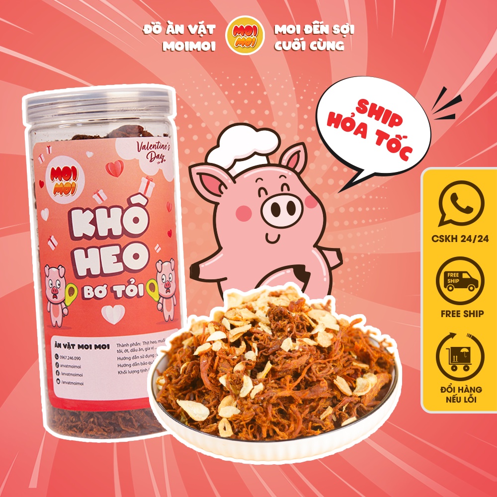 Khô heo cháy tỏi 300gr - Đồ ăn vặt MoiMoi