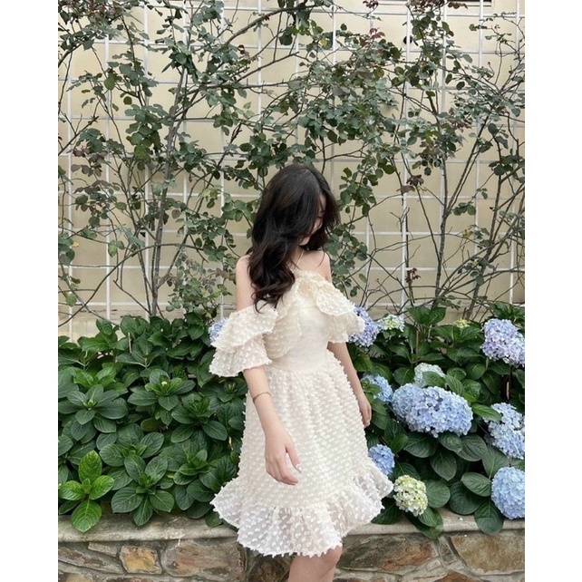 Đầm cổ yếm bèo tầng hở lưng tôn dáng 💖 KÈM ẢNH THẬT