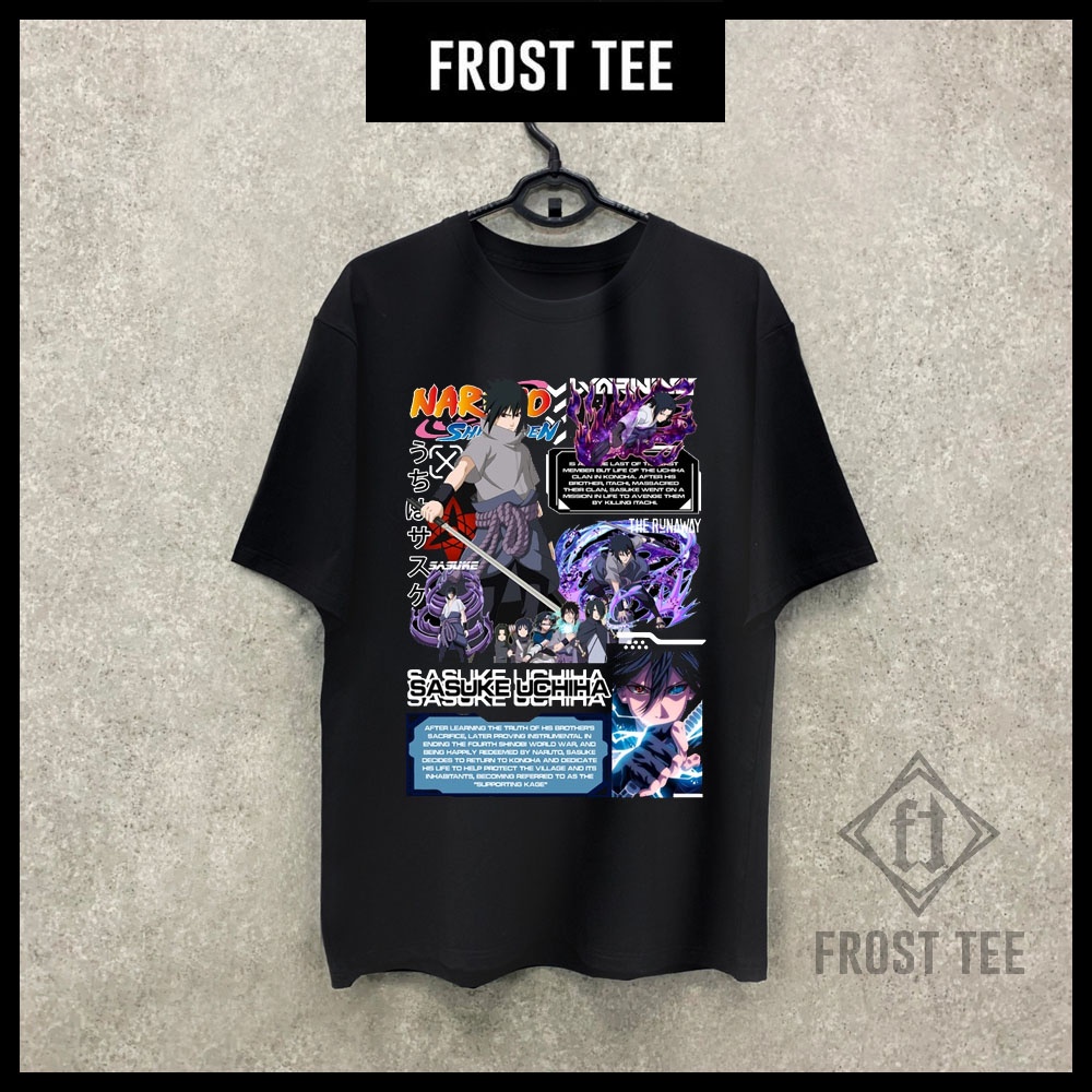 Áo Thun Đen In Hình Anime Naruto: Sasuke Uchiha Thời Trang Streetwear cực chất