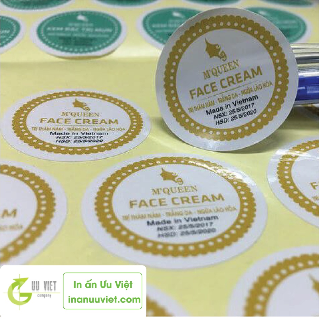In tem nhãn giấy dcal lột dán A3+ - cán bóng - cắt bế theo hình