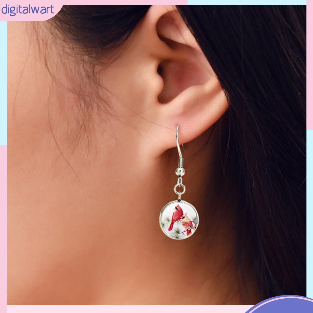 Bộ Trang Sức 3 Món Gồm Vòng cổ / Vòng Tay / Bông Tai Mặt Thủy Tinh Cabochon Hình Chú Chim Cho Nữ