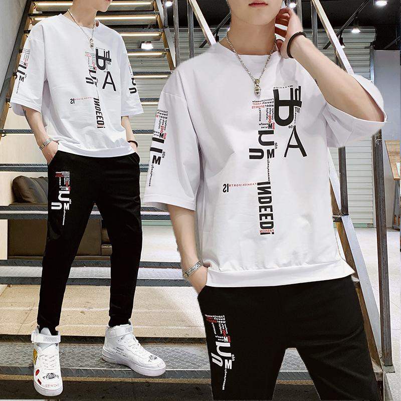 Bộ Quần Áo Thun Nam Ngắn Tay In Chữ Và Họa Tiết Trẻ Trung sozo SET NAM 9000046