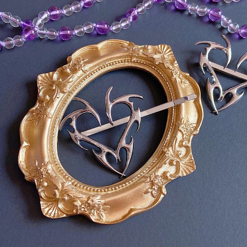 Kẹp Tóc Kim Loại y2kHair Hình Trái Tim Phong Cách Punk