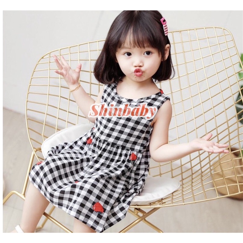 Set 5 váy đầm sát nách cotton xuất dư nhiều họa tiết dễ thương mềm mát cho bé gái