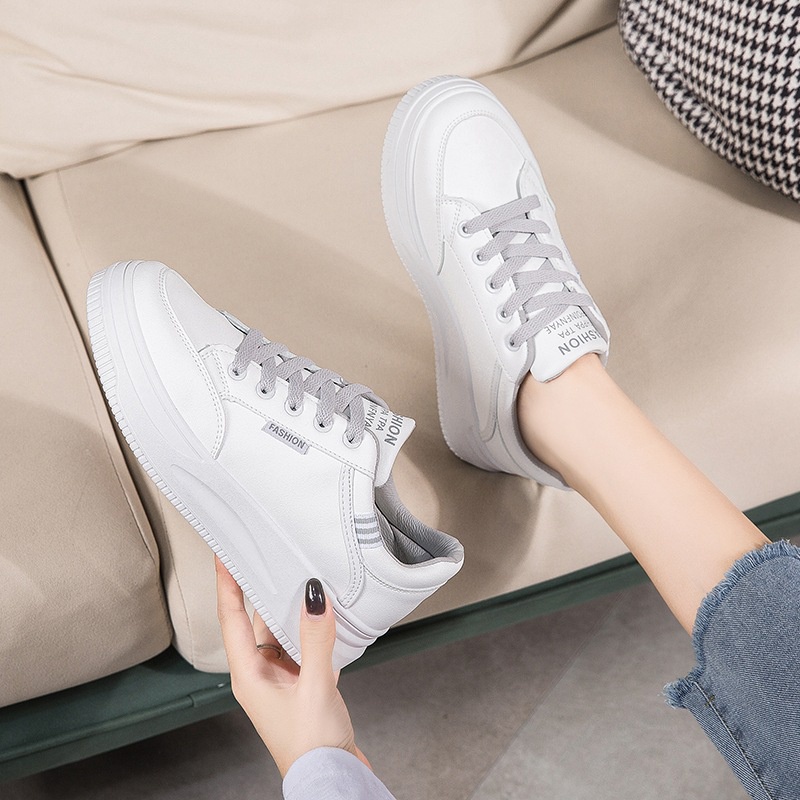 Giày Da Nữ, Giày Sneaker Da Nữ G74 Màu Trắng Đẹp Phong Cách Thời Trang Học Sinh Sinh VIên Đi Học Đi Chơi