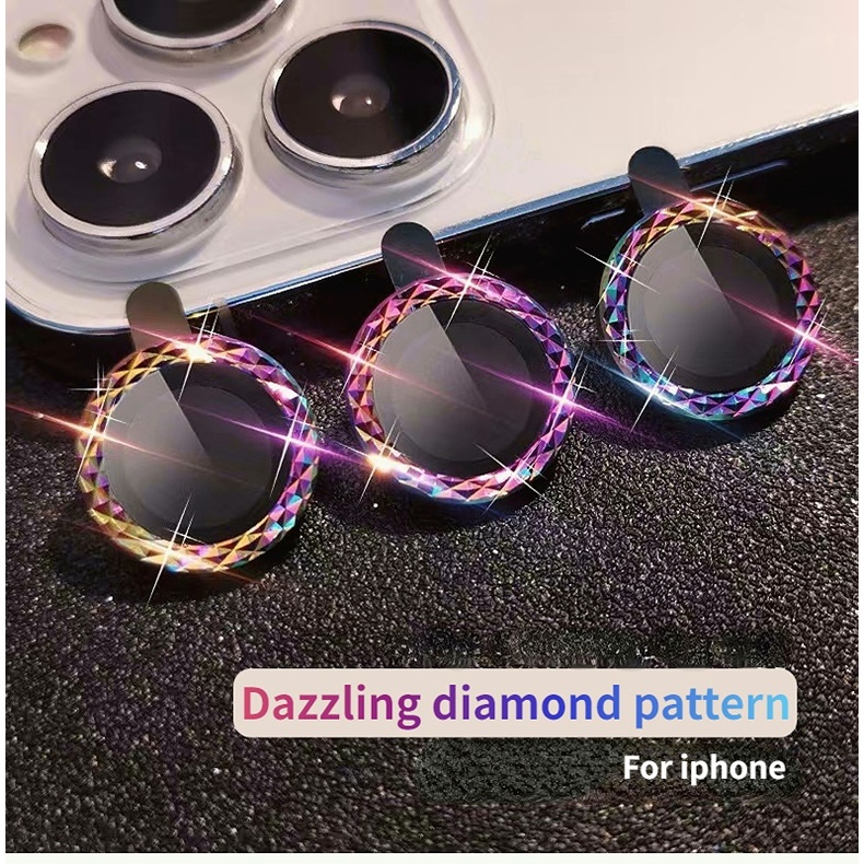 Vòng Kim Loại Bảo Vệ Ống Kính Máy Ảnh Sau Đính Đá Lấp Lánh Cho iphone 11 12 13 14 Pro Max