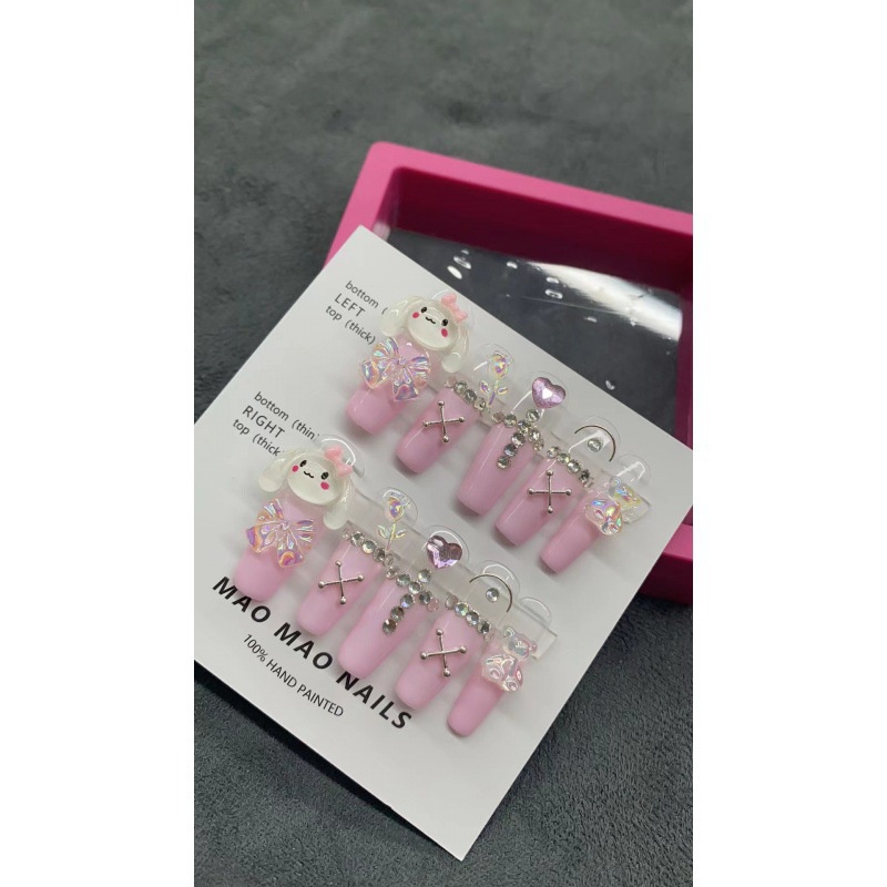 Móng Tay Giả Kuromi Dài Tái Sử Dụng Được Và Tháo Rời Được Cho Học Sinh