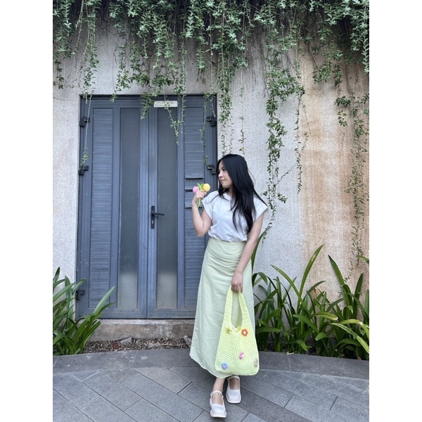 NET TOTEBAG- TÚI LỨOI TOTE KÈM HOA