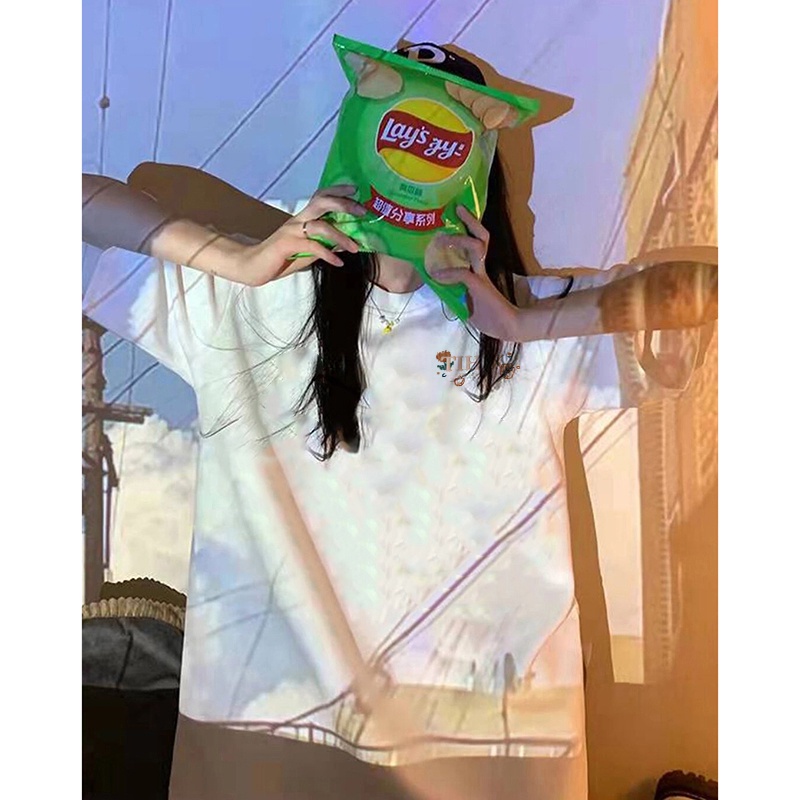 ZHELIHANGFEI Áo Thun Tay Ngắn Form Rộng Họa Tiết In Theo Phong Cách Hàn Quốc Dễ Phối Đồ