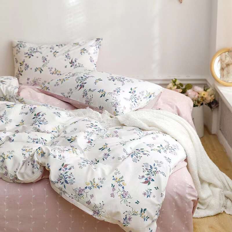 Chăn Ga Gối Cotton Living 💝 FREESHIP 💝 Bộ Chăn Ga Cotton 100% "Rừng Hoa Nhí " nhập khẩu 4 món