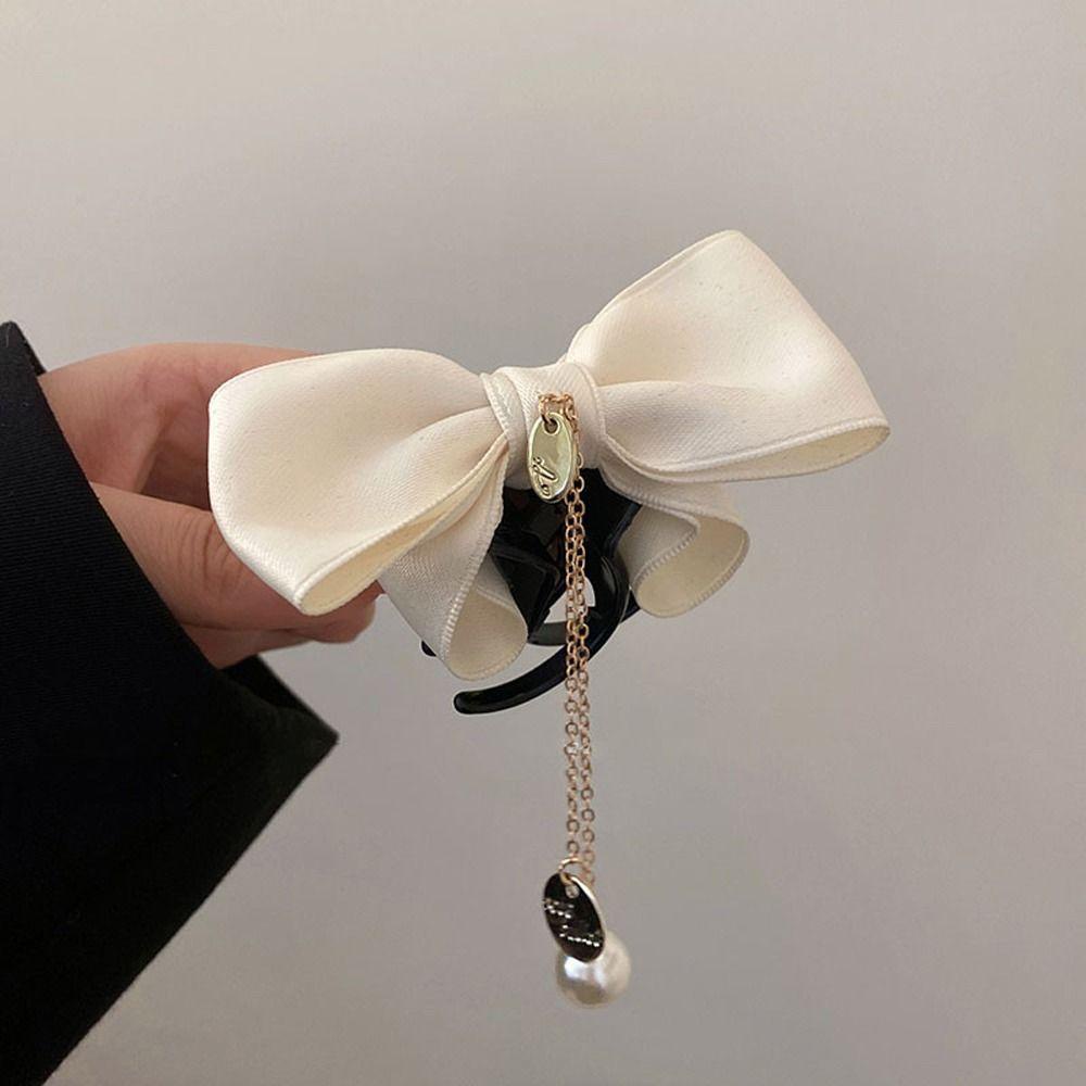 Set 2 Kẹp Tóc Nơ Phối Tua Rua Phong Cách Vintage Hàn Quốc